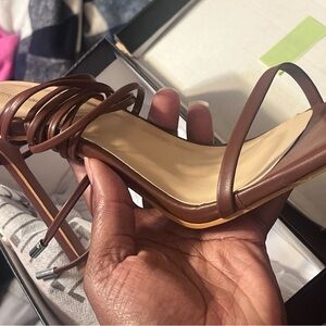 PrettyLittleThing Brown Strappy Heels